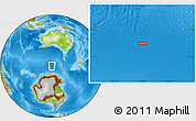 Physical Location Map of the area around 57° 32' 24" S, 126° 43' 29" E