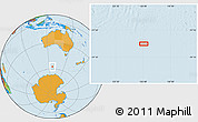 Political Location Map of the area around 57° 32' 24" S, 126° 43' 29" E