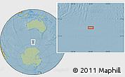 Savanna Style Location Map of the area around 57° 32' 24" S, 126° 43' 29" E, hill shading