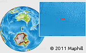 Physical Location Map of the area around 57° 32' 24" S, 131° 49' 29" E