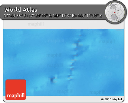 Physical 3D Map of the Area around 57° 32' 24" S, 143° 43' 29" E