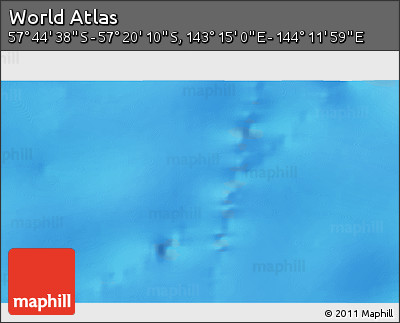 Physical 3D Map of the Area around 57° 32' 24" S, 143° 43' 29" E