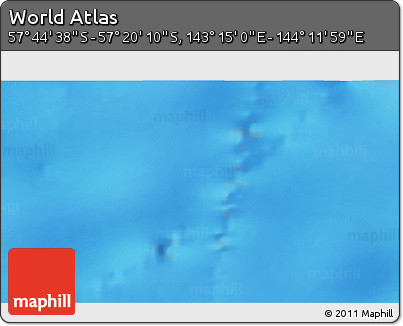 Physical 3D Map of the Area around 57° 32' 24" S, 143° 43' 29" E