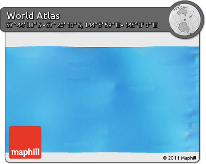 Physical 3D Map of the Area around 57° 32' 24" S, 144° 34' 29" E