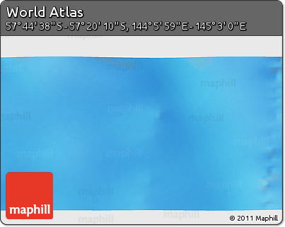 Physical 3D Map of the Area around 57° 32' 24" S, 144° 34' 29" E