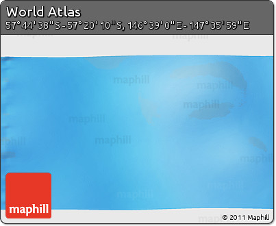 Physical 3D Map of the Area around 57° 32' 24" S, 147° 7' 30" E