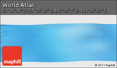 Physical Panoramic Map of the Area around 57° 32' 24" S, 147° 7' 30" E