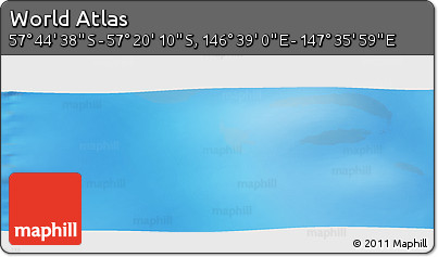 Physical Panoramic Map of the Area around 57° 32' 24" S, 147° 7' 30" E