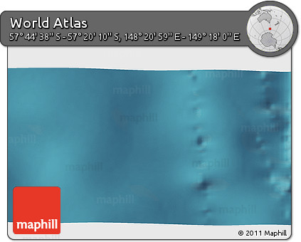 Satellite 3D Map of the Area around 57° 32' 24" S, 148° 49' 29" E