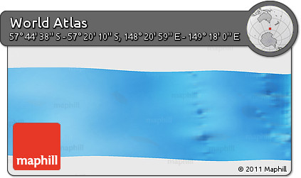 Physical Panoramic Map of the Area around 57° 32' 24" S, 148° 49' 29" E