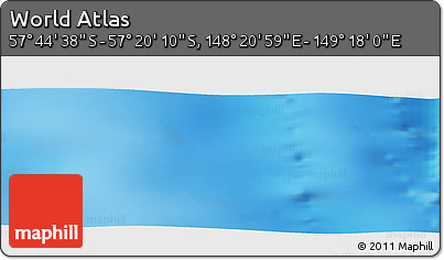 Physical Panoramic Map of the Area around 57° 32' 24" S, 148° 49' 29" E