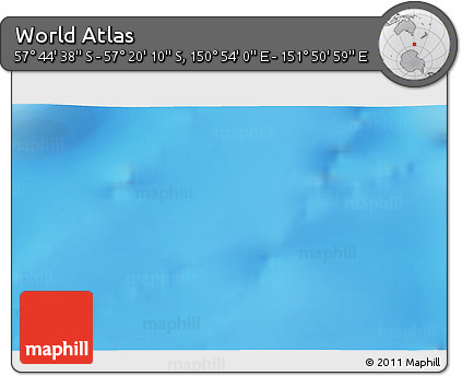 Physical 3D Map of the Area around 57° 32' 24" S, 151° 22' 30" E