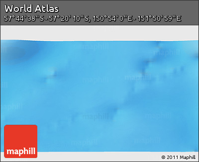 Physical 3D Map of the Area around 57° 32' 24" S, 151° 22' 30" E