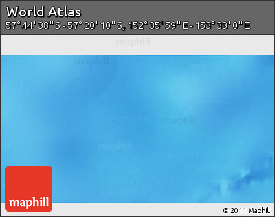 Physical 3D Map of the Area around 57° 32' 24" S, 153° 4' 29" E
