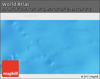 Physical 3D Map of the Area around 57° 32' 24" S, 153° 55' 30" E