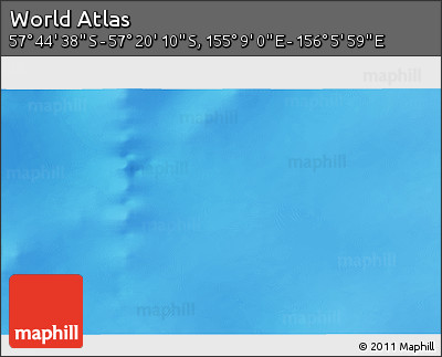 Physical 3D Map of the Area around 57° 32' 24" S, 155° 37' 30" E