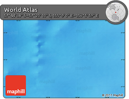 Physical Map of the Area around 57° 32' 24" S, 155° 37' 30" E