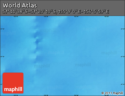 Physical Map of the Area around 57° 32' 24" S, 155° 37' 30" E