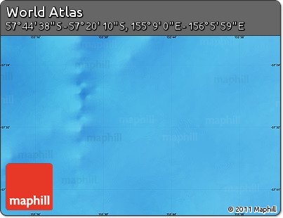 Physical Map of the Area around 57° 32' 24" S, 155° 37' 30" E
