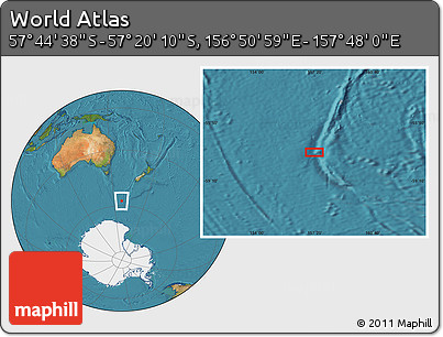 Satellite Location Map of the Area around 57° 32' 24" S, 157° 19' 29" E