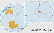 Political Location Map of the area around 57° 32' 24" S, 159° 1' 30" E