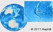 Shaded Relief Location Map of the area around 57° 32' 24" S, 159° 1' 30" E