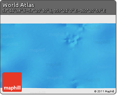 Physical 3D Map of the Area around 57° 32' 24" S, 159° 52' 30" E