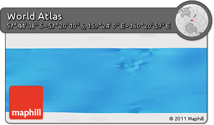 Physical Panoramic Map of the Area around 57° 32' 24" S, 159° 52' 30" E