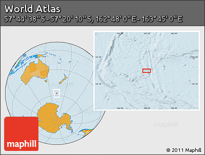 Political Location Map of the Area around 57° 32' 24" S, 163° 16' 30" E