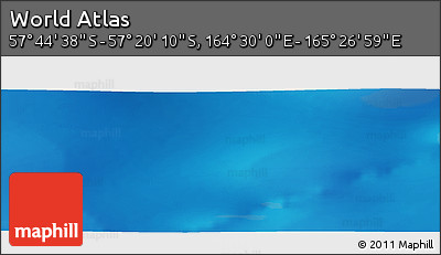 Physical Panoramic Map of the Area around 57° 32' 24" S, 164° 58' 29" E