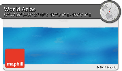Physical Panoramic Map of the Area around 57° 32' 24" S, 167° 31' 30" E