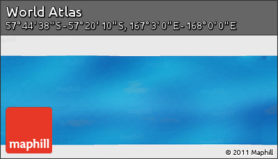 Physical Panoramic Map of the Area around 57° 32' 24" S, 167° 31' 30" E