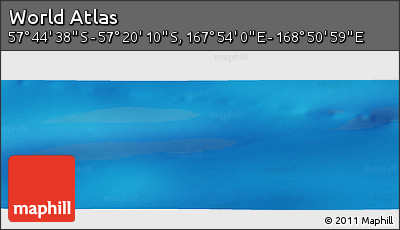 Physical Panoramic Map of the Area around 57° 32' 24" S, 168° 22' 30" E