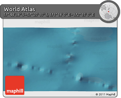 Satellite 3D Map of the Area around 57° 32' 24" S, 171° 46' 30" E