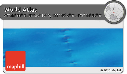 Physical Panoramic Map of the Area around 57° 32' 24" S, 177° 43' 29" E