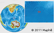 Physical Location Map of the area around 57° 32' 24" S, 34° 55' 29" E