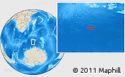 Shaded Relief Location Map of the area around 57° 32' 24" S, 44° 16' 29" E