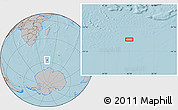 Gray Location Map of the area around 57° 32' 24" S, 46° 49' 30" E, hill shading