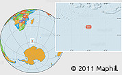 Political Location Map of the area around 57° 32' 24" S, 46° 49' 30" E