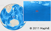 Shaded Relief Location Map of the area around 57° 32' 24" S, 46° 49' 30" E