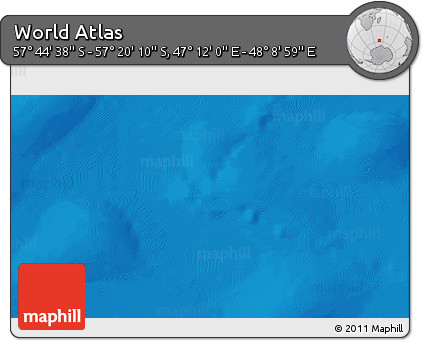 Physical 3D Map of the Area around 57° 32' 24" S, 47° 40' 29" E