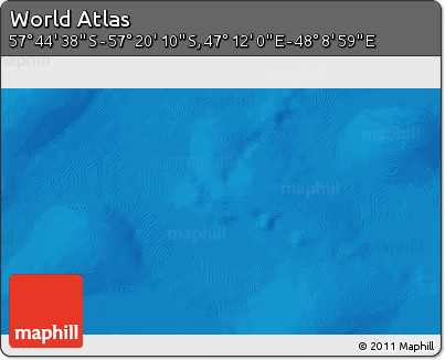 Physical 3D Map of the Area around 57° 32' 24" S, 47° 40' 29" E