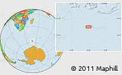 Political Location Map of the area around 57° 32' 24" S, 47° 40' 29" E
