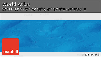 Physical Panoramic Map of the Area around 57° 32' 24" S, 47° 40' 29" E