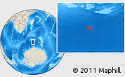 Shaded Relief Location Map of the area around 57° 32' 24" S, 48° 31' 29" E