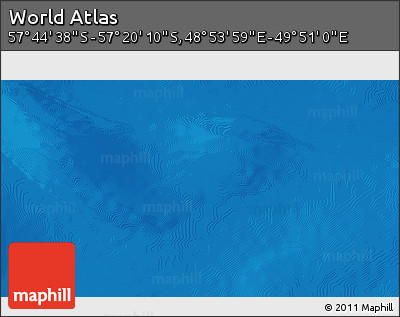 Physical 3D Map of the Area around 57° 32' 24" S, 49° 22' 30" E