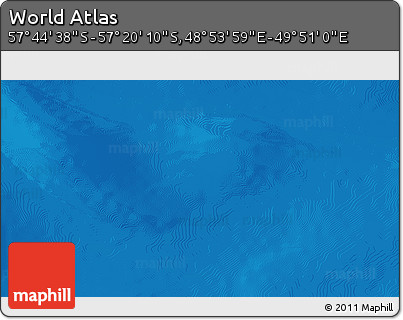 Physical 3D Map of the Area around 57° 32' 24" S, 49° 22' 30" E