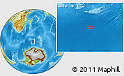 Physical Location Map of the area around 57° 32' 24" S, 50° 13' 30" E