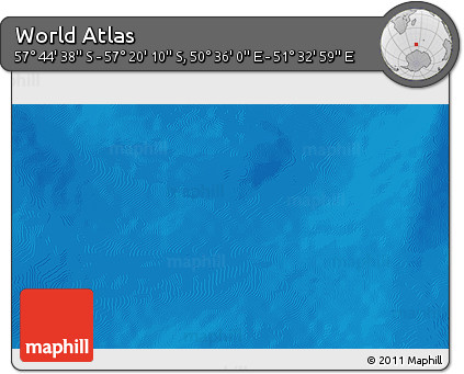 Physical 3D Map of the Area around 57° 32' 24" S, 51° 4' 30" E