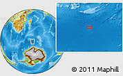 Physical Location Map of the area around 57° 32' 24" S, 51° 4' 30" E